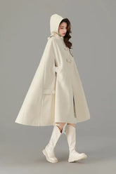 Medieval-Inspired Cape with Large Hood — Timeless Elegance |MANTO Off White